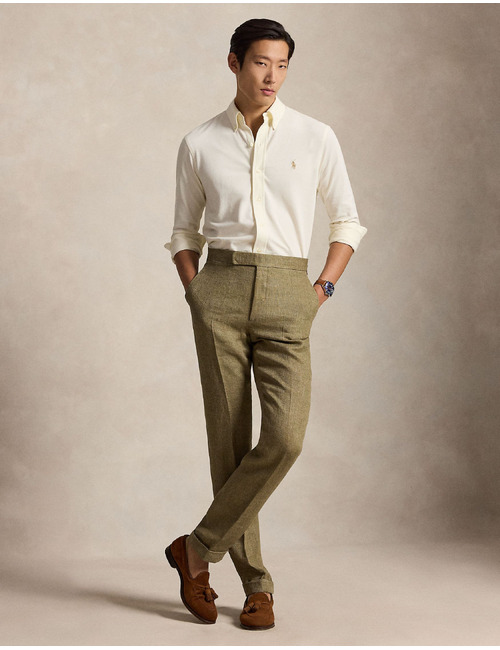 Overhemd in featherweight katoen mesh - Pale Cream