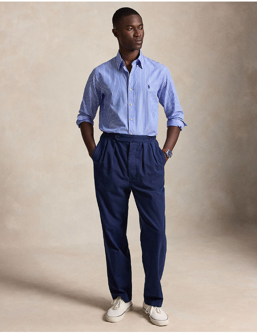 Gestreept overhemd in katoen broadcloth - Blauw/Wit