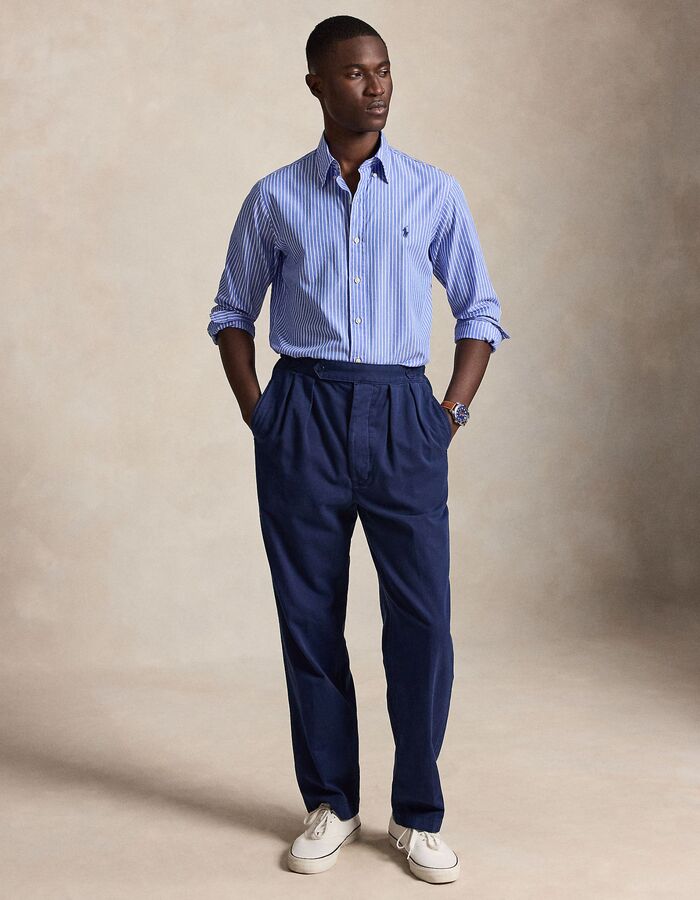 Gestreept overhemd in katoen broadcloth - Blauw/Wit