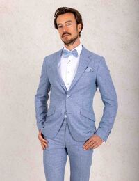 Kostuumvest in lichtblauwe structuurstof met elegante pasvorm