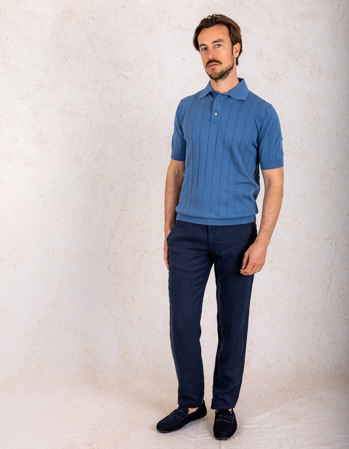 Filippo De Laurentiis modern fit polo blauw