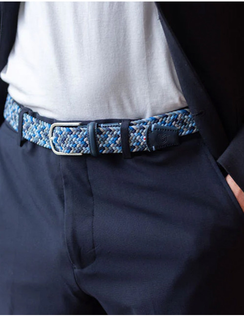 Notting Hill gevlochten stretch riem blauw