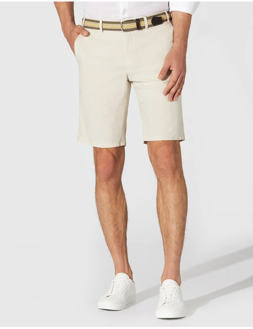 Parmino bermuda in summer popeline met stretch lichtbeige