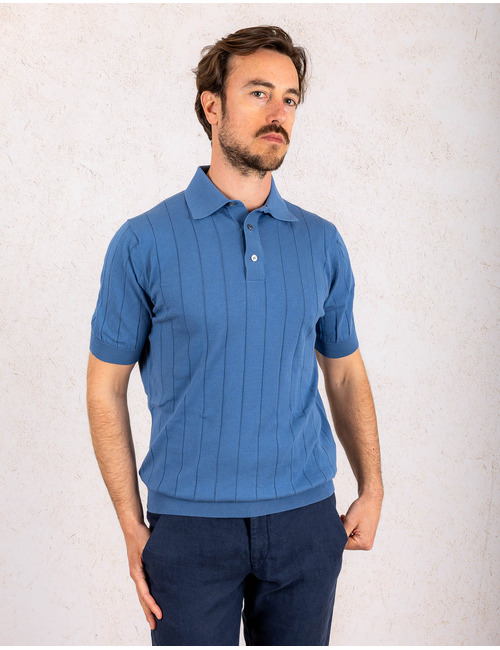 Filippo De Laurentiis modern fit polo blauw