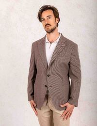 Blazer in bruine structuurstof met moderne pasvorm