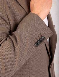 Blazer in bruine structuurstof met moderne pasvorm