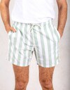  BROAD STRIPE Groene gestreepte zwemshort met elastische taille