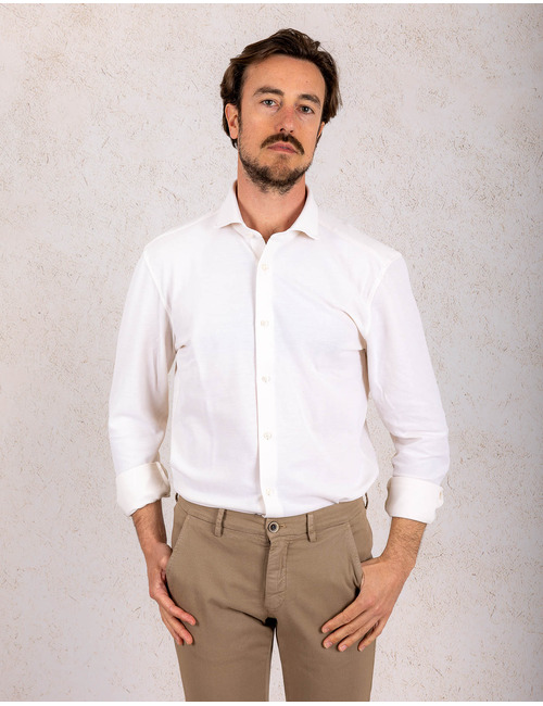 Boss custom fit hemd ecru