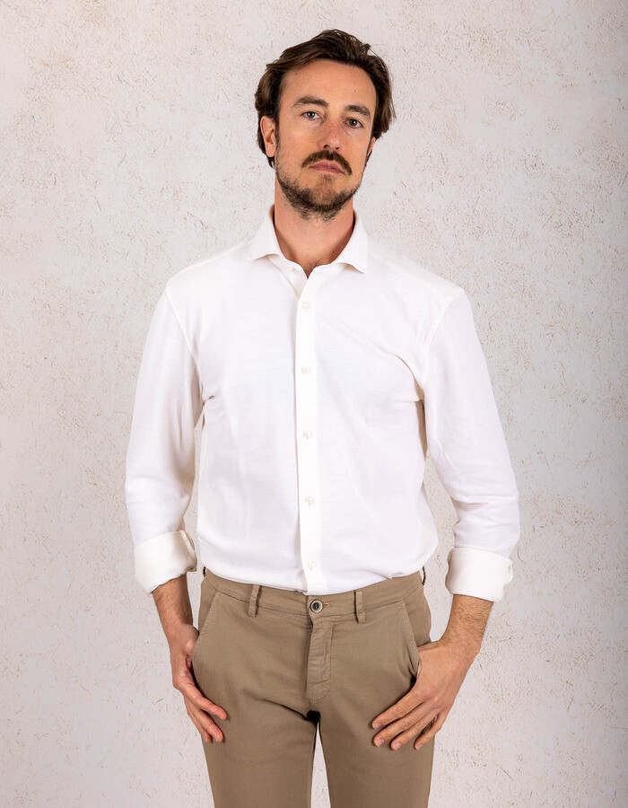 Boss custom fit hemd ecru