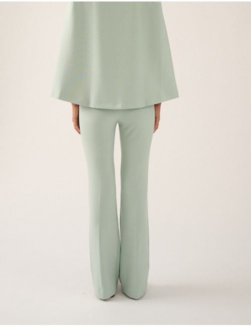 Laure - Blauwgroene elegante broek met flared pijpen