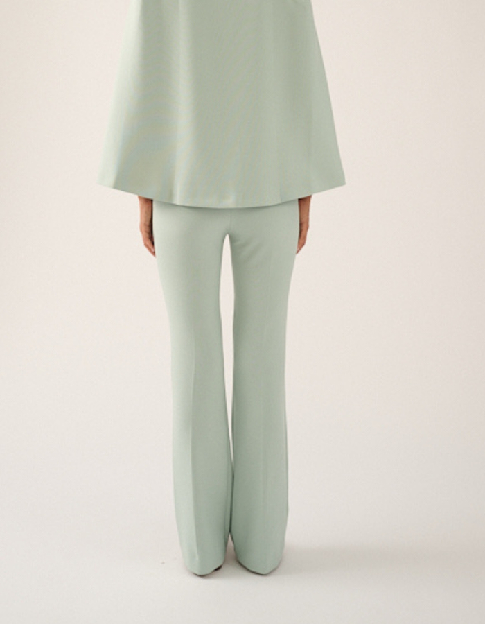 Laure - Blauwgroene elegante broek met flared pijpen