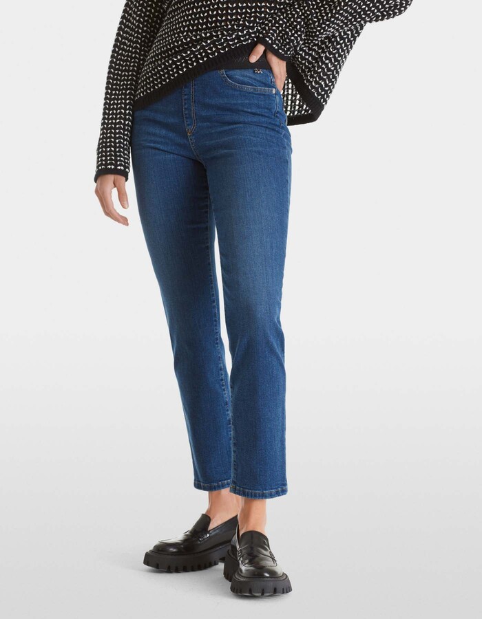 Blauwe slim fit jeans met stretch tailleband