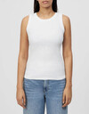 OLINA - Witte rib tanktop met ronde hals