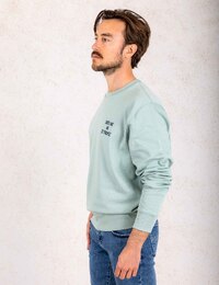 Marine sweater met “Date Me In St Tropez” print