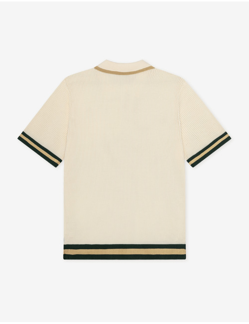 Gebreide polo met opengewerkte structuur in ecru