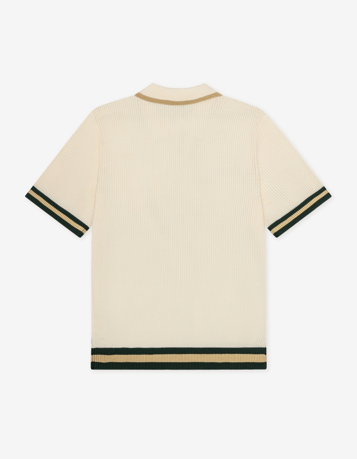 Gebreide polo met opengewerkte structuur in ecru