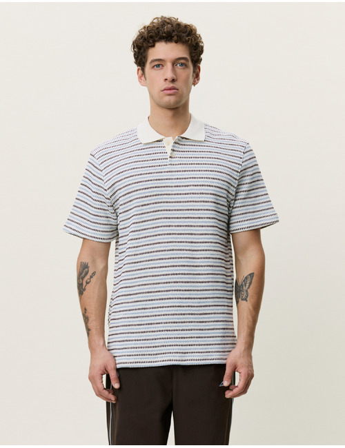 Gebreide gestreepte polo in ecru