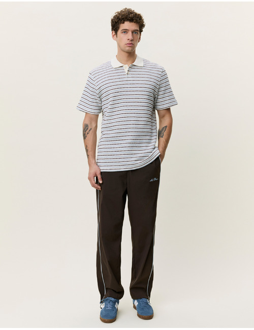 Gebreide gestreepte polo in ecru