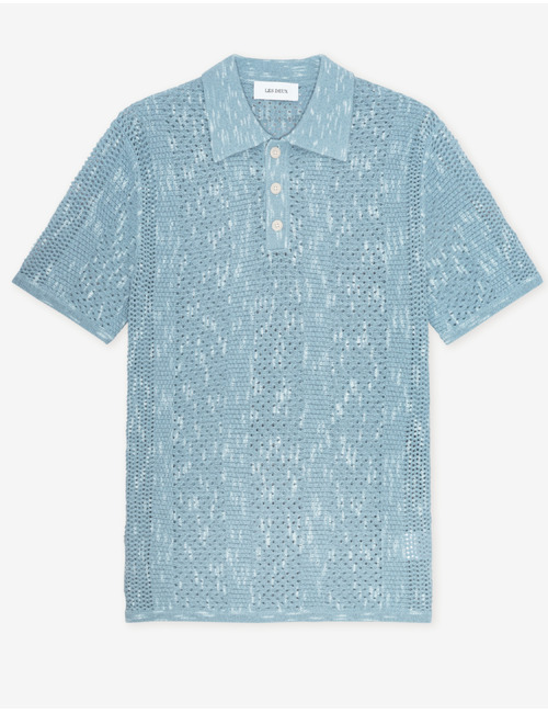 Gestreepte gebreide polo in blauw