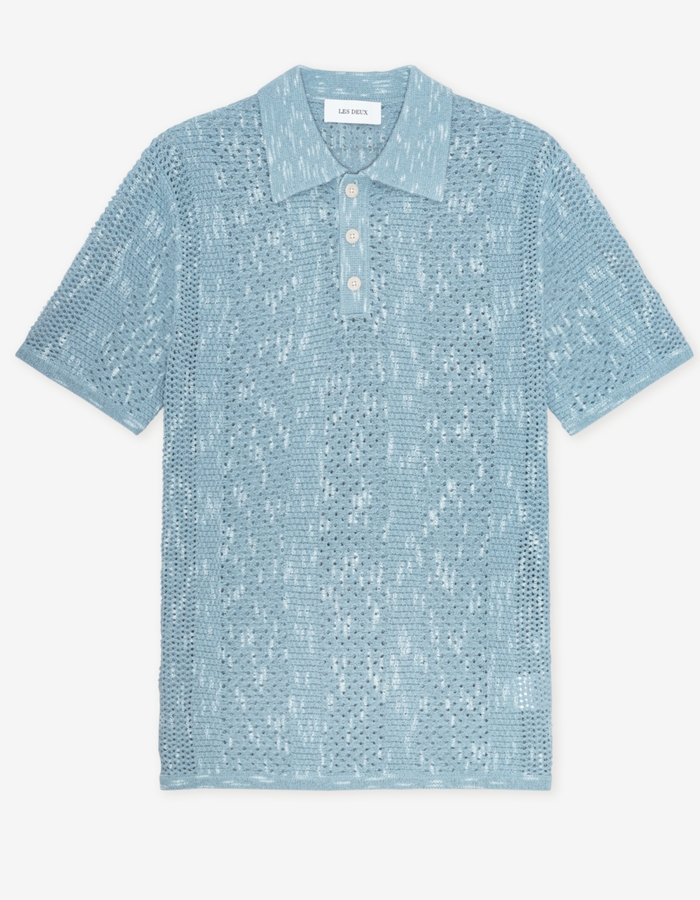 Gestreepte gebreide polo in blauw