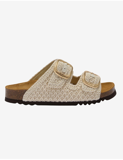 Slippers met twee banden in beige