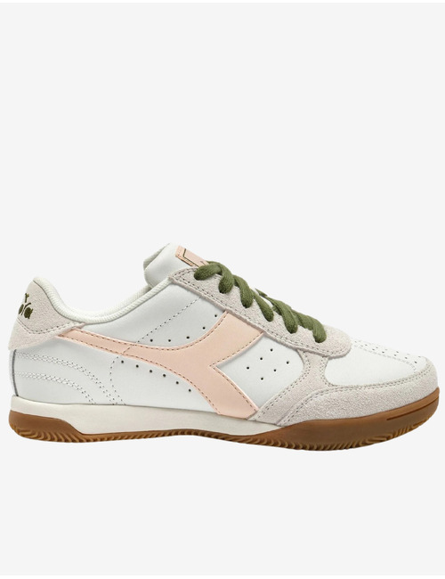 Sneakers met suède en gum zool in roze en zilver