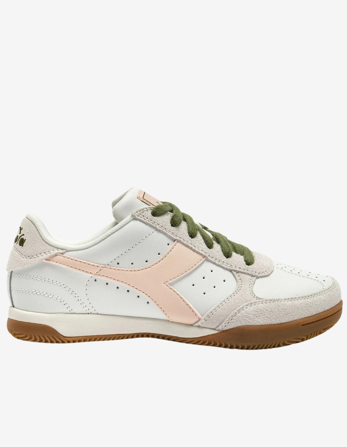 Sneakers met suède en gum zool in roze en zilver