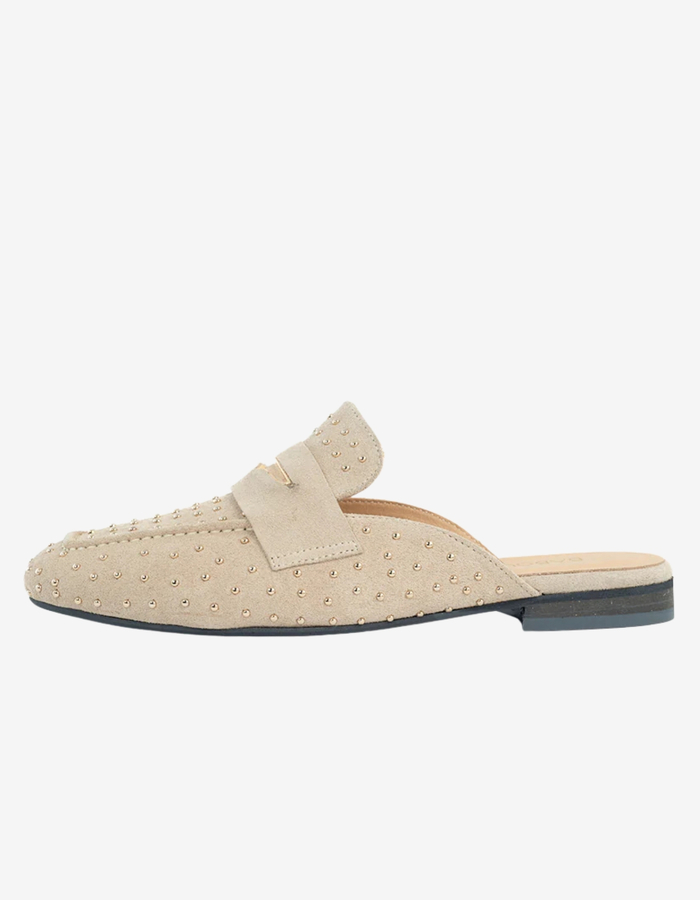 SUZIE - Open muiltjes met studs in beige