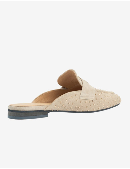 SUZIE - Open muiltjes met studs in beige