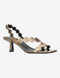 Bronzen sandalen met hak en grafisch design