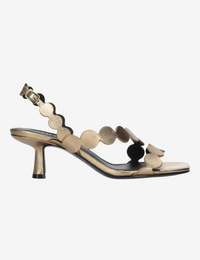 Bronzen sandalen met hak en grafisch design