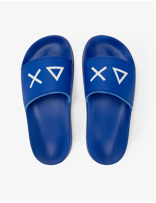 PU slippers in koningsblauw