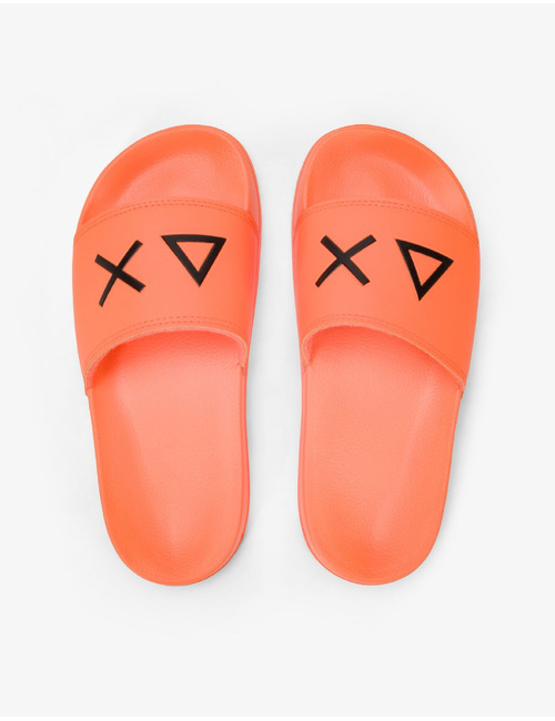 PU slippers in oranje fluo