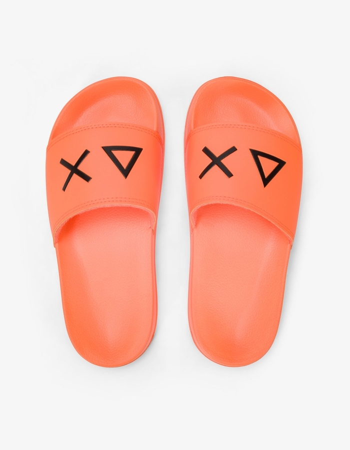 PU slippers in oranje fluo