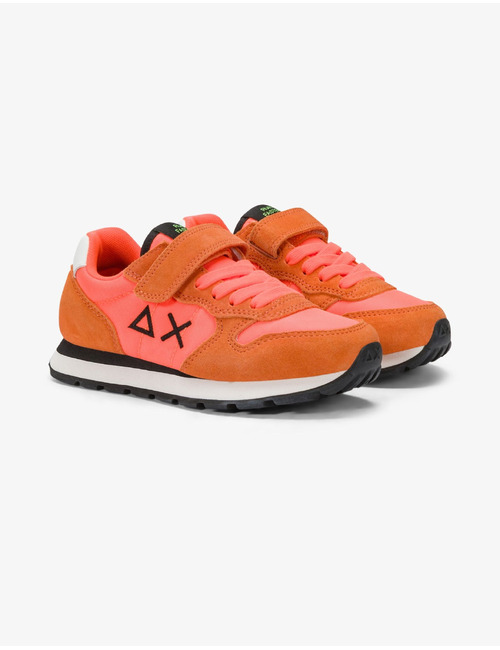 Tom Solid sneaker in nylon en suède oranje fluo