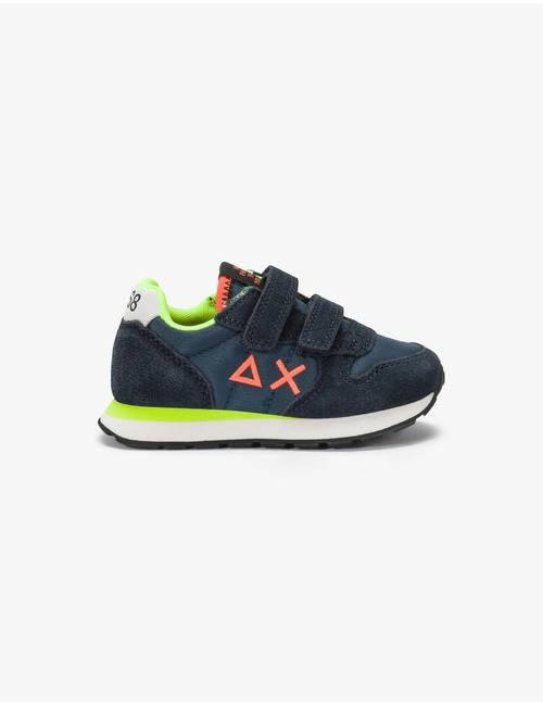 Tom Fluo sneaker in nylon en suède navy blauw