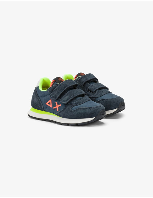 Tom Fluo sneaker in nylon en suède navy blauw