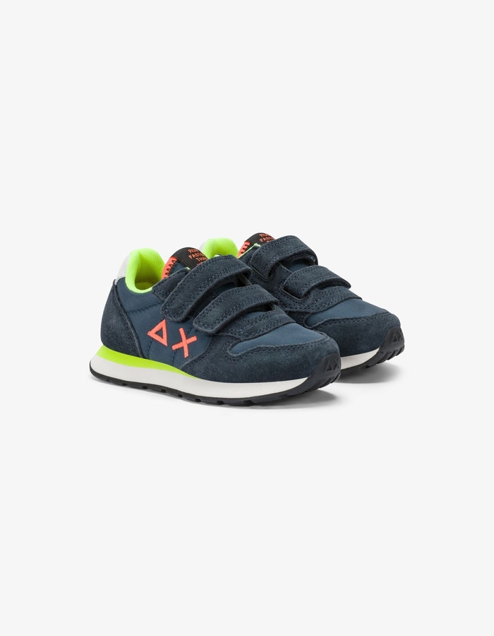 Tom Fluo sneaker in nylon en suède navy blauw