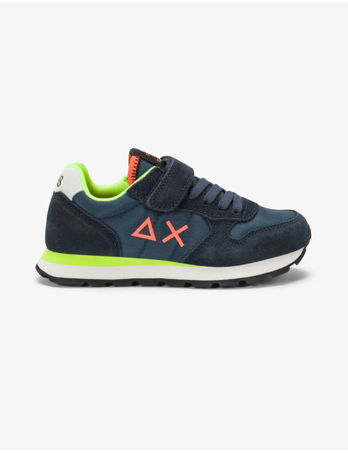 Tom Fluo sneaker in nylon en suède navy blauw