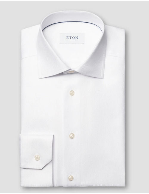 Contemporary fit hemd textured twill katoen wit