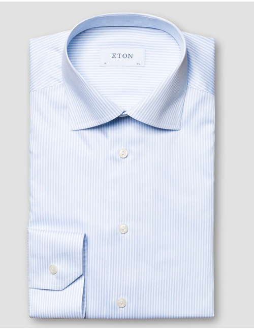 Slim Fit hemd fijne streep twill blauw