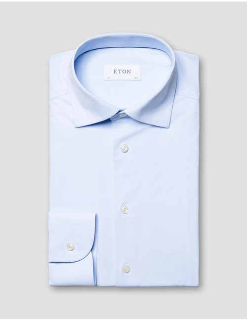 Slim fit hemd stretch tech stof lichtblauw