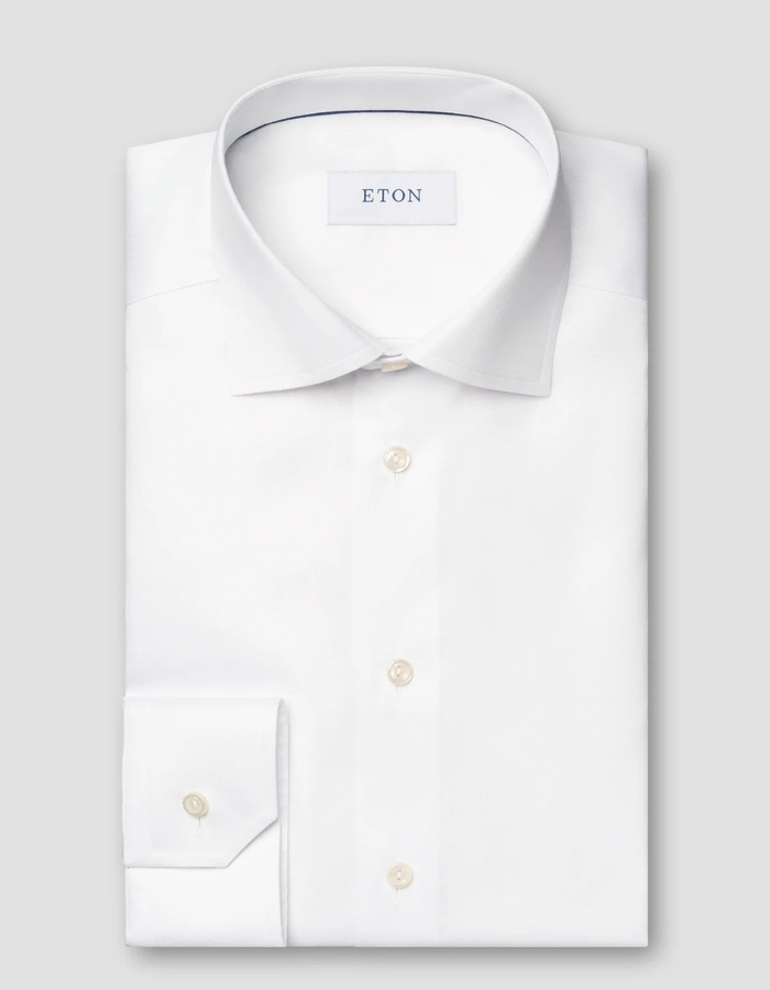 Slim fit hemd twill katoen wit