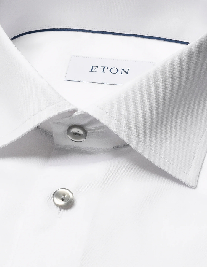 Contemporary fit hemd twill katoen wit met grijze details