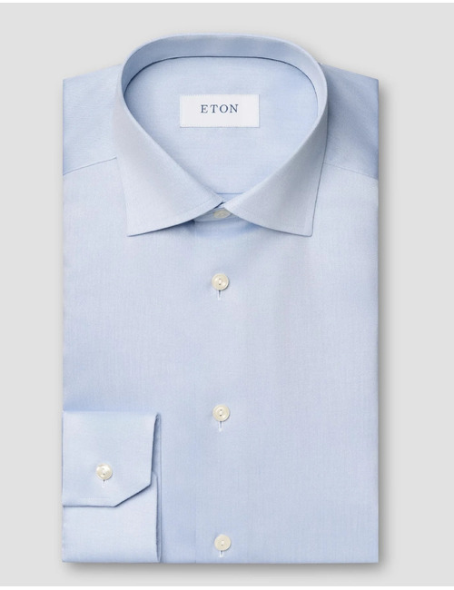 Slim fit hemd twill katoen blauw