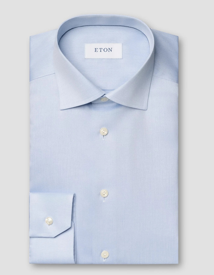 Slim fit hemd twill katoen blauw