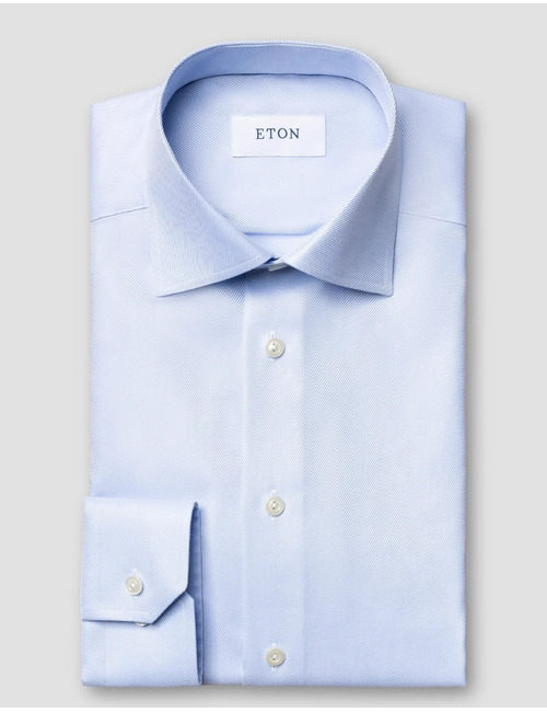 Slim fit hemd textured twill katoen lichtblauw