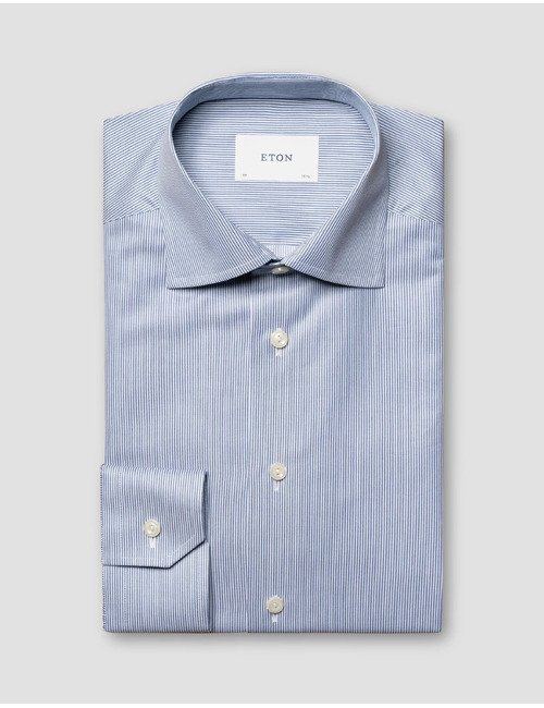 Contemporary fit hemd fijne streep twill blauw
