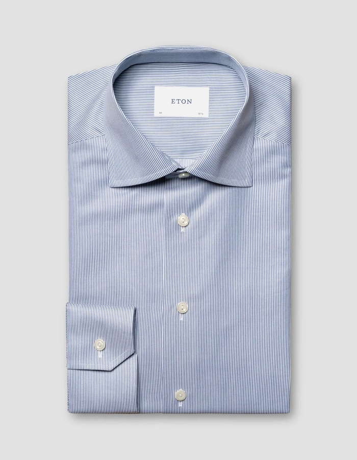 Contemporary fit hemd fijne streep twill blauw