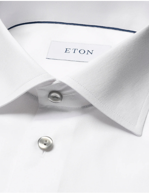 Slim fit hemd twill katoen wit met grijze details